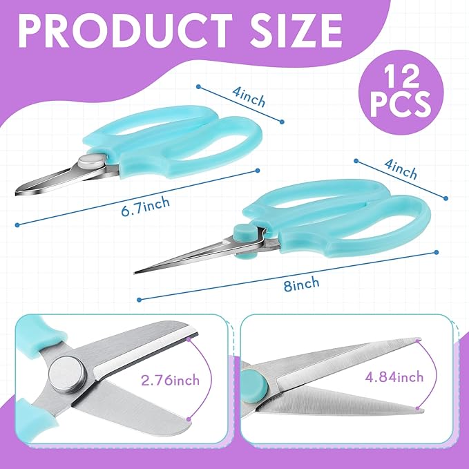 12 Pcs Gardening Tools Flower Scissors Flower Bar Supplies Pastel Rainbow Color Pruning Scissors Floral Shears Stainless Steel Garden Clippers Cutters for Branches Leaves, Gift for Women(Fresh Color)