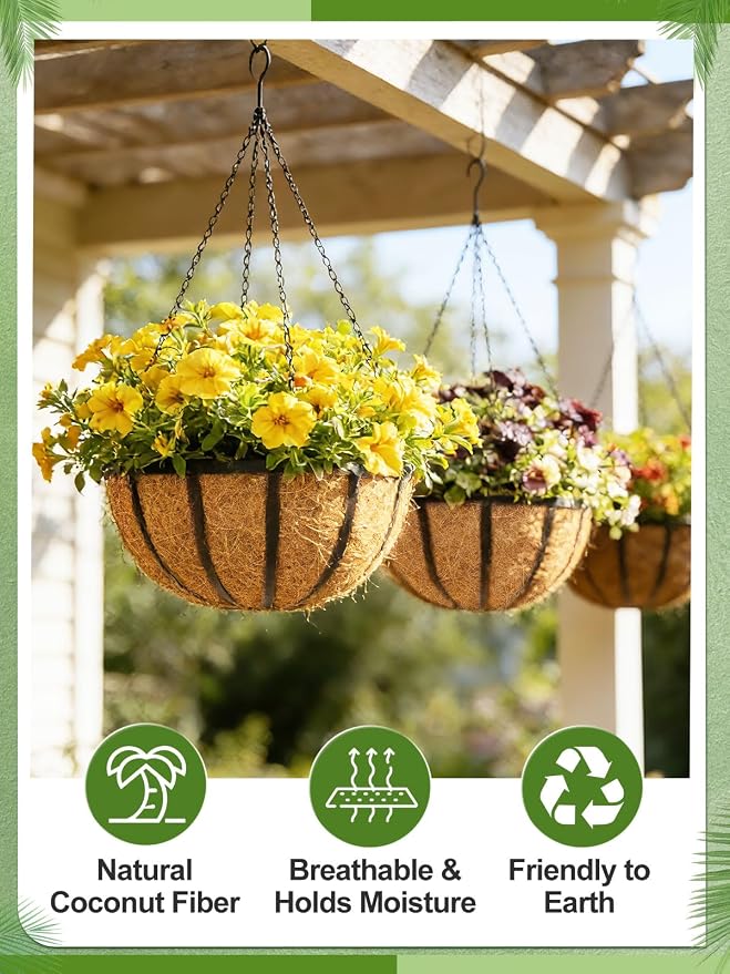 16'' x 160'' Natural Coco Liners for Planters - Coconut Fiber Hanging Basket Liner for Window Box Raised Bed Liner Garden Decoration Reptile Carpet