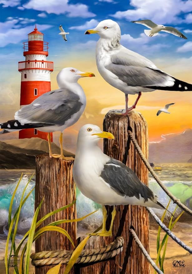 Seagulls Summer House Flag Birds Beach Lighthouse 28" x 40" Briarwood Lane