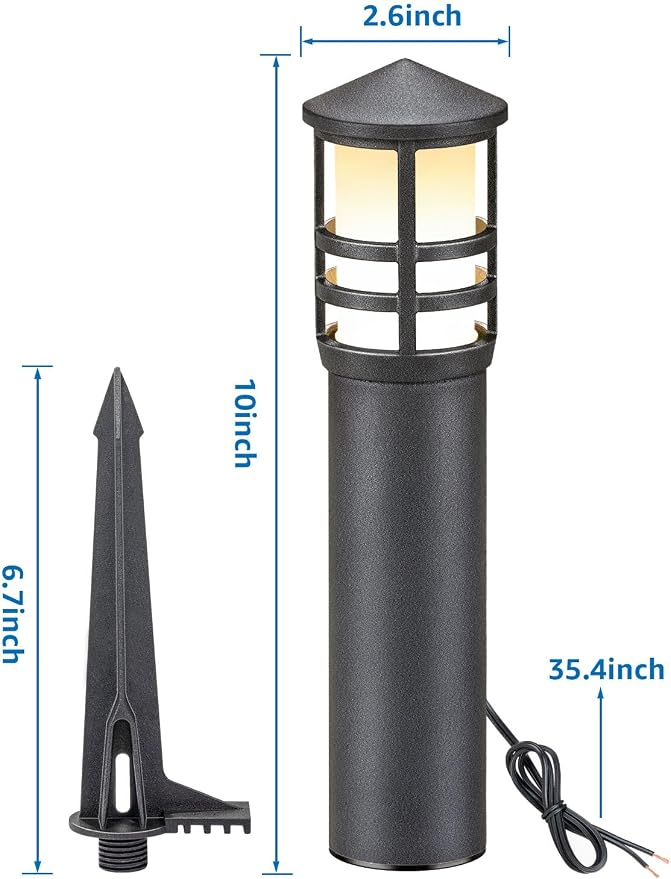 SUNVIE 4-Pack Low Voltage Pathway Lights 3W 3000K 12-24V LED Landscape Bollard Path Lights with Connectors CRI 90+ Aluminum Outdoor Landscape Lighting for Walkway Yard Garden, ETL Listed Cord