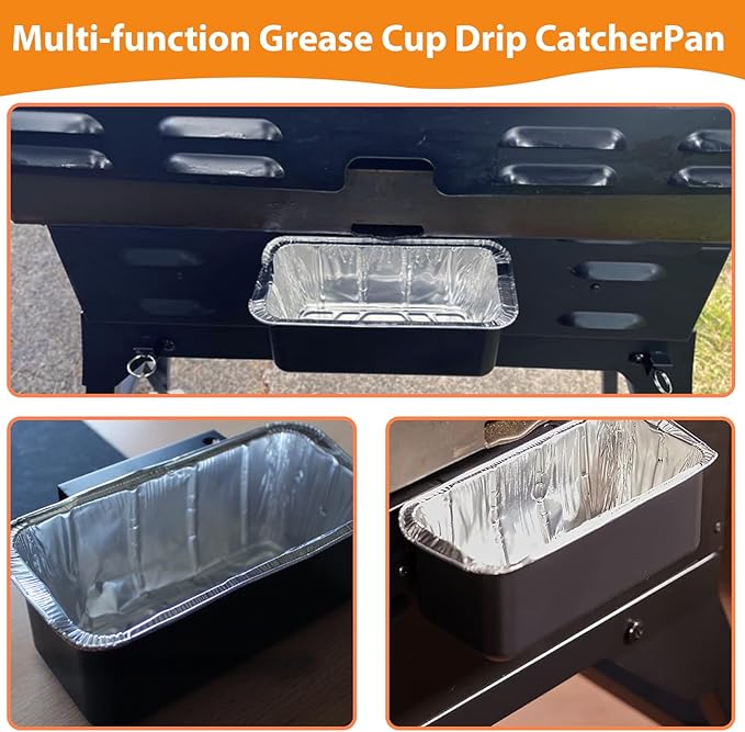 Griddle Grease Catcher/Grease Cup Foil Tray pan for Blackstone Stove Griddles 17'' 22'' 28'' 30'' 36'', Drip Catcher Pan for Blackstone Professional Flat Top Griddles Replacement Part