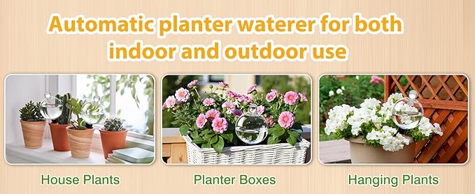 DI QIU REN 19oz Extra Large Self Watering Globes, Automatic Plant Waterer with Glass Stopper - Slow Release Watering Bulbs & Planter Insert, Top-Fill Water Spikes Stakes for Indoor Plants (4, Clear)