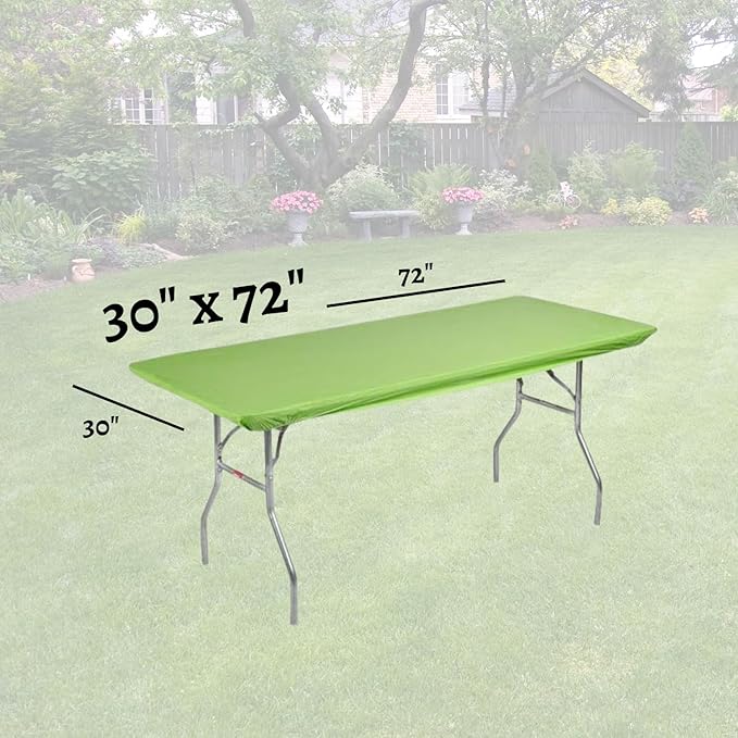 Kwik-Covers 6' Rectangle Plastic Table Covers 30" x 72", Bundle of 5 (Lime Green)