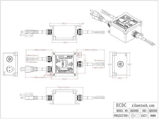 AC120V 15Amp Automatic Transfer Switch, ATS Auto Transfer Switch (Core Wires + NEMA 5-15P)