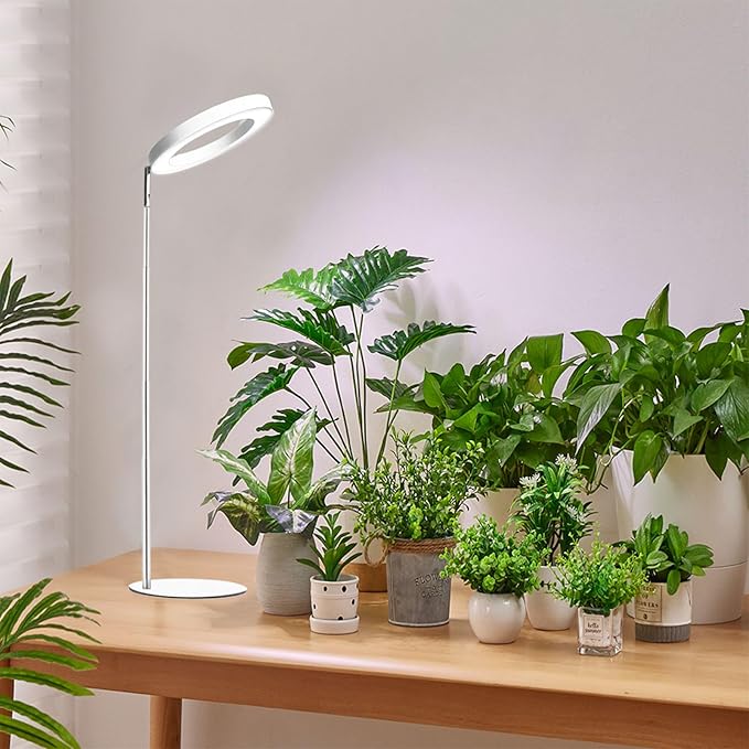 Yadoker 72 LEDs Full Spectrum Plant Grow Light for Indoor Plants，Height Adjustable, 6.3" Aluminum Housing,Automatic Timer with 8/12/16 Hours,10-Level Brightness,White Plant Light,1Pack