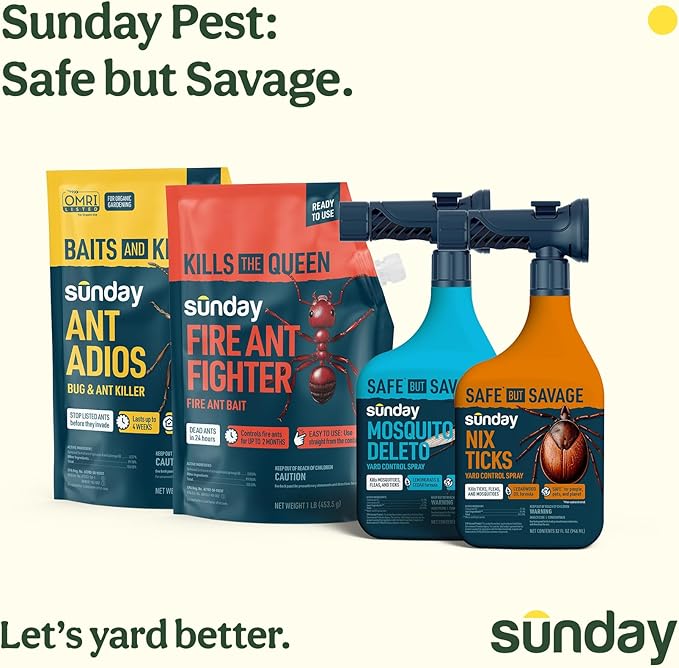 Sunday Nix Ticks - Tick Control Spray - Ready-to-Use - Concentrated Cedar Oil - Helps Kill Ticks, Tick Larvae, Fleas, and Mosquitos - Lasts up to 4 Weeks - 32 Fl Oz, 2-Pack
