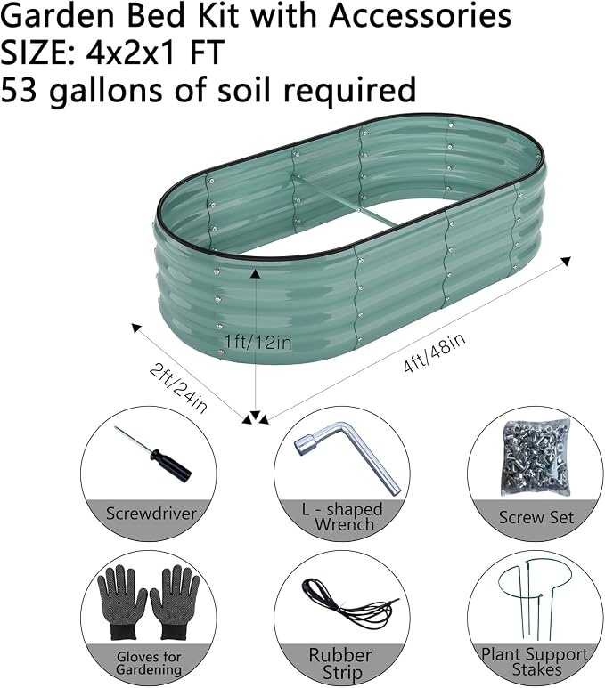 ZFHgarden Metal Planter Garden Flower Bed Raised Beds for Gardening Galvanized 4x2x1ft Galvanized Garden Bed