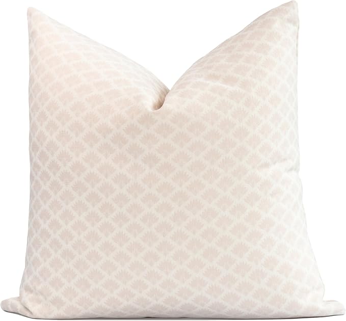 Crumbs Home Coastal Linen Indoor Outdoor Throw Pillow Cover Only, 20"x20" Water Repellent for Patio, Backyard, Couch, Neutral Beige Ravenala Palm Tree