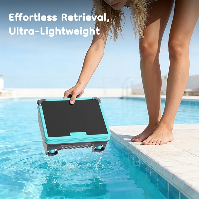 Obito H3 Solar Powered Automatic Robotic Pool Skimmer with APP Support, 24/7 Continuous Cleaning Power, Auto Edge-Docking, Dual Charging Modes, Twin Salt Chlorine Tolerant Motors, 180 μm Filtration