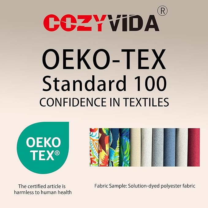COZYVIDA Outdoor Deep Seat Cushion Set of 2, 22"x24"x5.1" Seat & 23"x19" Back, C0 Water-Resistant Breathable Fabric, UV-Resistant 1000+ Hrs, 30D Foam with Recycled Fiber Fill,Natural Linen