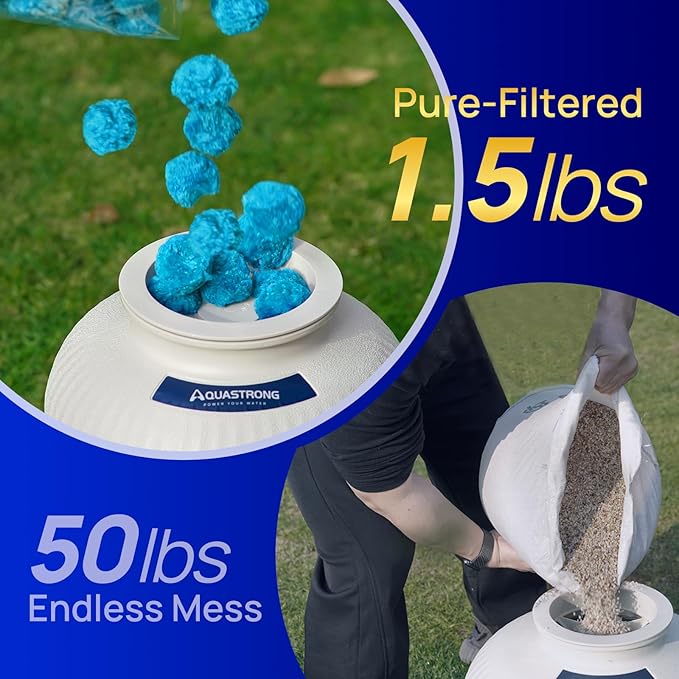 AQUASTRONG Pool Filter Balls for Sand Filter Pump, 1.5 lbs Stone Blue Reusable Sand Filter Balls (Replaces 50 lbs Pool Filter Sand), Efficient Filter Balls for Swimming Pools, Aquariums, Filter Pump