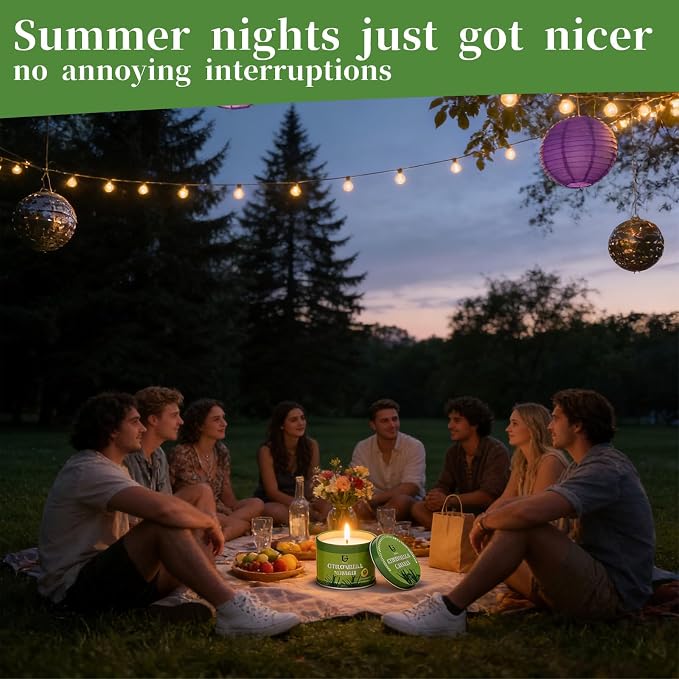 Citronella Candles Outdoor (5.3oz, 2 Packs) Natural Soy Wax Camping Candle, Plant-Based Citronella Essential Oil Large Lemongrass Candle for Patio, Deck, Garden, Backyard, Home Indoor