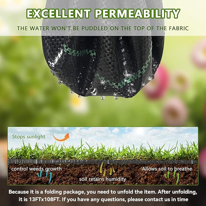 3.2oz 13ftx108ft Driveway Fabric, Premium weed barrier landscape fabric heavy duty Underlayment, Commercial Grade Driveway Road Fabric, Geotextile Fabric for Soil Stabilization, landscaping