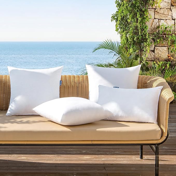MIULEE 16x16 Pillow Insert Throw Pillow Insert, Outdoor Pillows Water-Resistant Premium Outdoor Pillow Stuffer Sham Square for Couch Sofa Patio Furniture Cushion Porch Swing