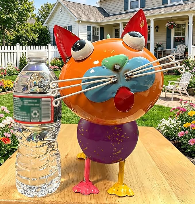 Yard Decorations Outdoor Metal Cat Statue | Animal Sculptures Garden Decor for Outside, Weatherproof Yard Art Statues for Patio Porch Lawn Cat Gifts