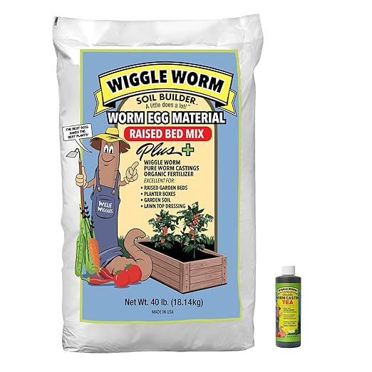 Wiggle Worm Combo Package – 8oz Organic Pure Worm Casting Tea Fertilizer Concentrate and 40lbs Worm Egg Material Raised Bed Mix Plus for Planting and Fertilization of Indoor and Outdoor Plants