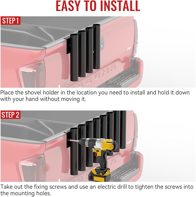 Shovel Holder for Truck 8 Holes Trailer Tool Rack Shovel Mount for Trimmer, Rake, Lawn Tools, Landscape Hand Tools Bed Mount
