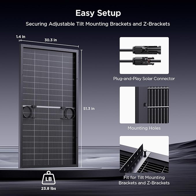 N-Type 16BB 200W Bifacial Solar Panel, 200 Watt Solar Panel for 12V Battery Systems, 25% High Efficiency, Dual-Module Parallel Anti-Shade Design, for RV Van Marine Home Rooftop Off-Grid