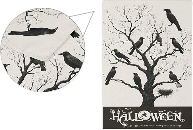 Halloween Black Raven House Flag 28x40 Inch Double Sided Outside Witch Bat Spooky Seasonal Yard Outdoor Flag Banner for Garden Lawn Patio Holiday Decorations