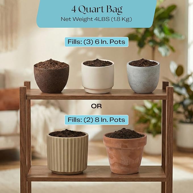 Rosy Soil Indoor Potting Soil for House Plants - Organic Potting Soil Mix for Indoor Plants - Enriched w/Root-Boosting Biochar for Foliage Plants, Flowers, Herbs - Peat Free, Less Prone to Gnats - 4qt