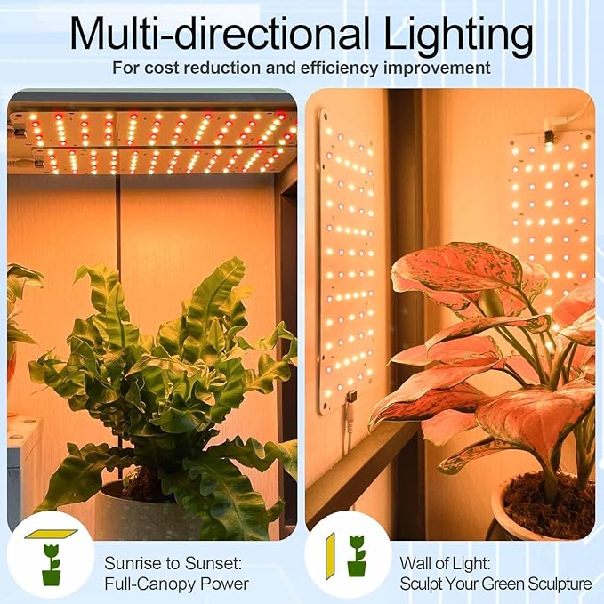 DOMMIA Panel Grow Light for Indoor Plants, 20W Ultra-Thin Full Spectrum LED Grow Light for Shelf & Cabinet, Dimmable with 6/12/16H Timer, Warm White, 1-Pack