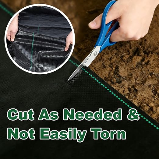 FrutPunch 3FT x 50FT Weed Barrier Landscape Fabric, 3.2oz Weed Barrier Landscape Fabric Heavy Duty, Landscape Fabric for Ground Cover in Garden, Farm, Yard Driveway, with 20 U-Shaped Ground Stakes