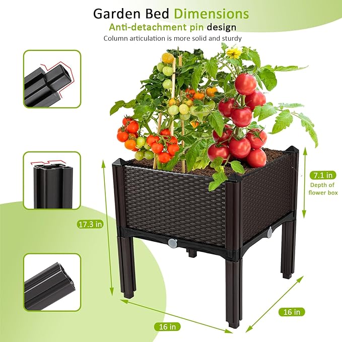 Raised Garden Bed Planters for Outdoor Plants with Legs Elevated Rectangular Planter Boxes Garden Patio Balcony Deck for Planting Flowers, Vegetables, Tomatoes, and Herbs