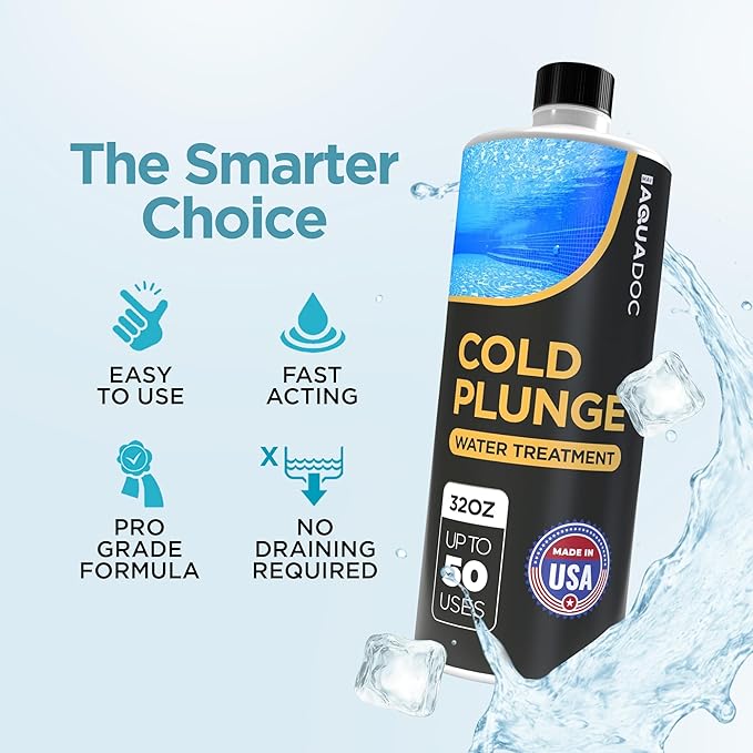 AquaDoc Cold Plunge Water Treatment - Ice Bath Cleaner and Water Stabilizer - Cold Plunge Weekly Treatment for Fresh Water - Made in USA - 32oz