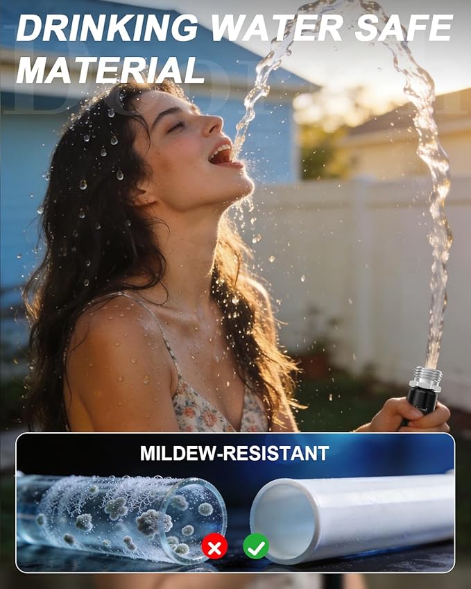 Garden Hose, Lightweight, Ultra Flexible, Durable, Kink-Free Water Hose - Made of TPU, Drinking Water Safe Material, Non-Shrinking, Easy to Store, All-Weather, Black (100 FT)