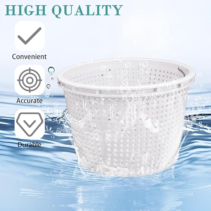 8" Pool Skimmer Basket for Inground Pool, Compatible with Pentair U-3 Skimmer Basket 08650-0007 and Hayward SP1070 SPX1070E Pool Basket,with Built-in Brass Weight, Handle and Rubber Grip
