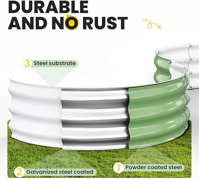 Pattiumo Galvanized Raised Garden Bed 2pcs 2×2×1 FT, Round Metal Raised Garden Bed Outdoor Planter Box with Open Bottom, Rust-Resistant Steel Garden Bed for Vegetables Herbs Flowers, Easy Assembly