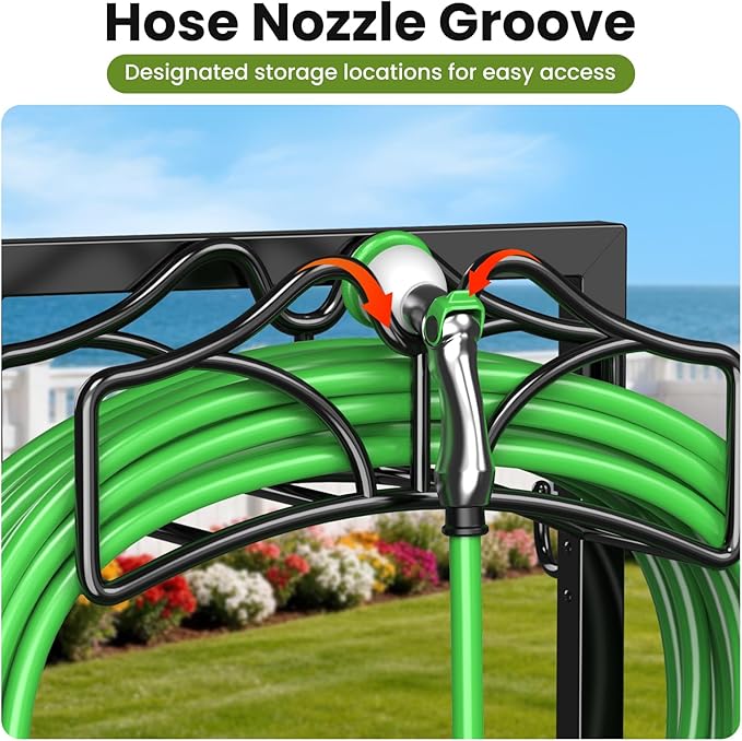 Keten Garden Hose Holder, Detachable Metal Water Hose Holder Stand, Heavy Duty Freestanding Garden Hose Reel Rack and Hose Storage Organizer for Outside Yard
