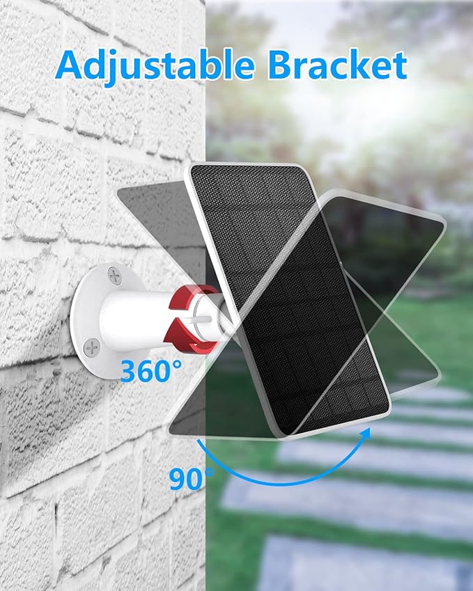 Solar Panel Charger Compatible with Eufycam 3/3C/2C/2C Pro/E40/E20/2/2 Pro/E/L20/L40/Solo/SoloCam Spotlight, 5W Solar Panel for Eufy Camera, Micro USB & USB-C Port, 9.8ft Cable, P65 Waterproof, 1 Pack