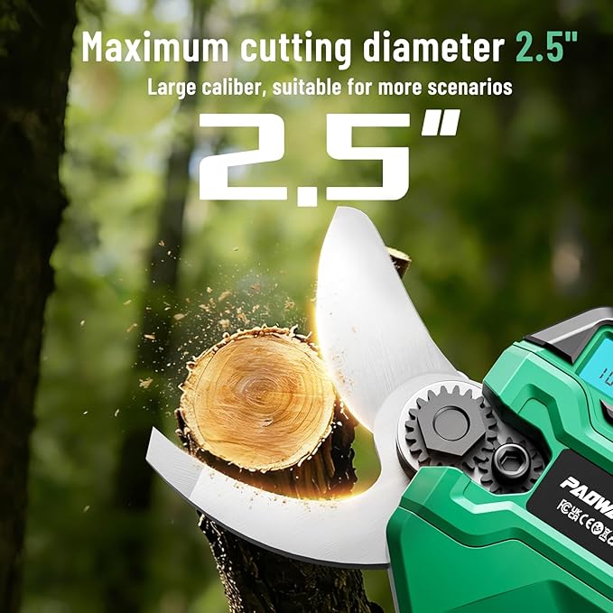 2-in-1 Pole Pruning Shears, 2.5''/64mm Electric Pruning Shears with Pole, Electric Tree Pruner with 10FT Reach Extension Pole - SK7 Blade, Longer Runtime, 2×4.0Ah Battery, For Tree & Garden Trimming