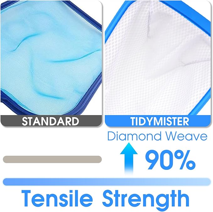 TidyMister 11'' Wide Hot Tub Skimmer for Spa, Handy Pool Skimmer Net with Ultra Fine Diamond Netting Mesh for Small Pools, Hanging Hole Easy to Store (25'' Long)