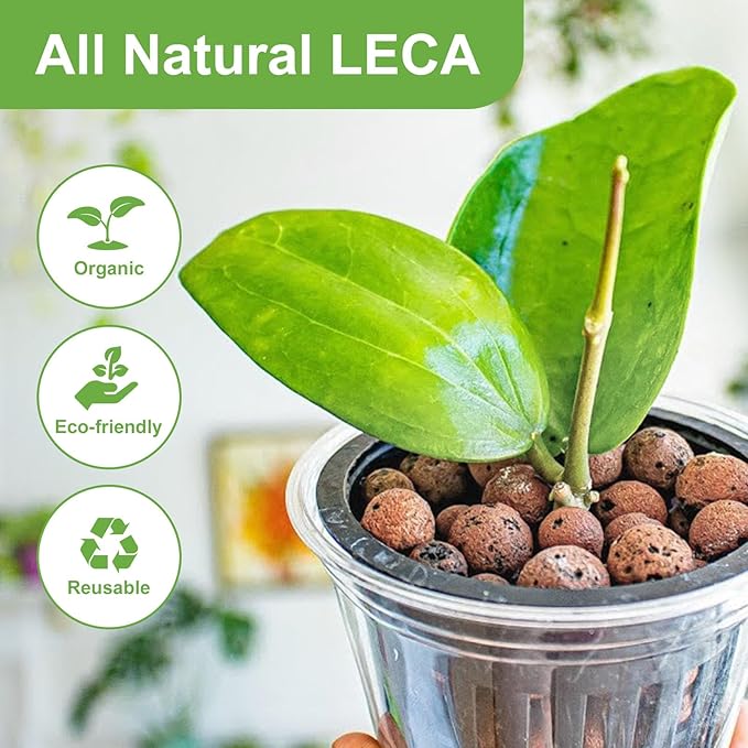 Pulovin 5 lbs LECA Clay Pebbles for Plants, 4-16mm LECA Balls for Indoor Plants Drainage, Hydroponics, Aquaponics, Natural Clay Balls for Soil Root Development, Orchid Potting Mix
