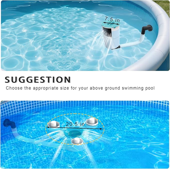 Surface Float Skimmer,No Installation Required, no Adjustable Bracket Required,Comes with 10 Filter Socks, Special Note: The Pool Pump Flow Rate Must not Exceed 2100 GPH (Turquoise)