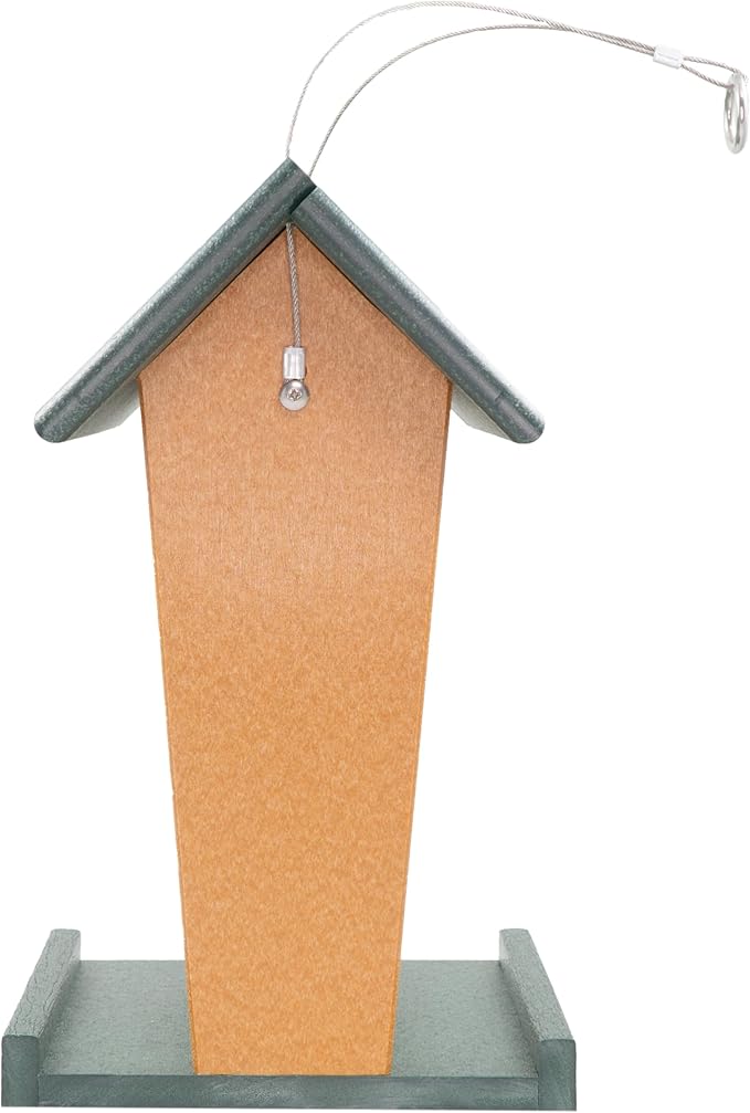 DutchCrafters Plastic Poly Hanging Whole Peanut Bird Feeder for Large Birds, Woodpeckers, Blue Jays for Outdoor, Garden, Yard - USA Amish Made (Turf Green & Cedar)