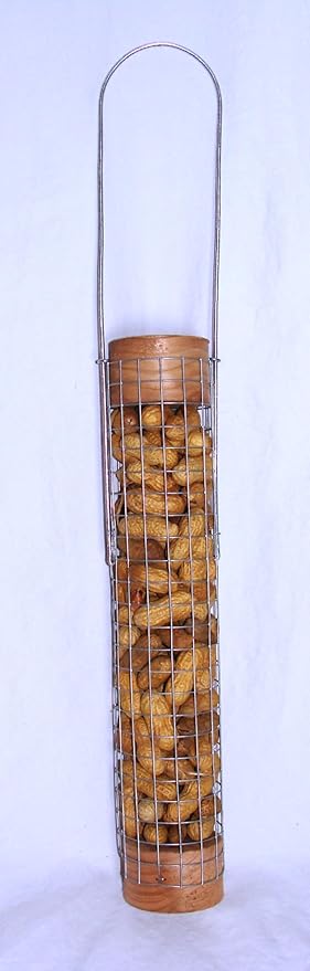 Backyard Birds Unlimited Cedar Whole in-Shell Peanut Outdoor Hanging Wild Bird Feeder Made in the USA-Small 21" Inch