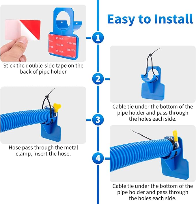 1.25 x 59 Inch Pool Hoses for Above Ground Pools,Pool Filter Pump Hoses,Compatible With Intex Filter Pump 607,637 With 12 Metal Clamps（3 Pack）
