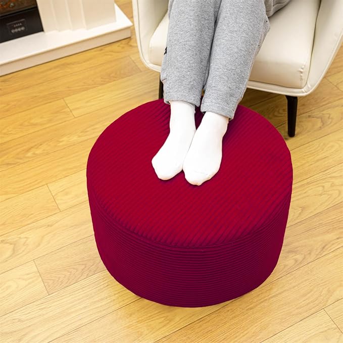 Poofieotto Ottoman Foot Rest Home Decor Bedroom Decor Ideal for Living Room Comfortable Floor Pouf Ottoman Foot Rest for Armchair Bean Bag Floor Cushion Footstool 12x20 Inch Wine Red Pouf with Filler