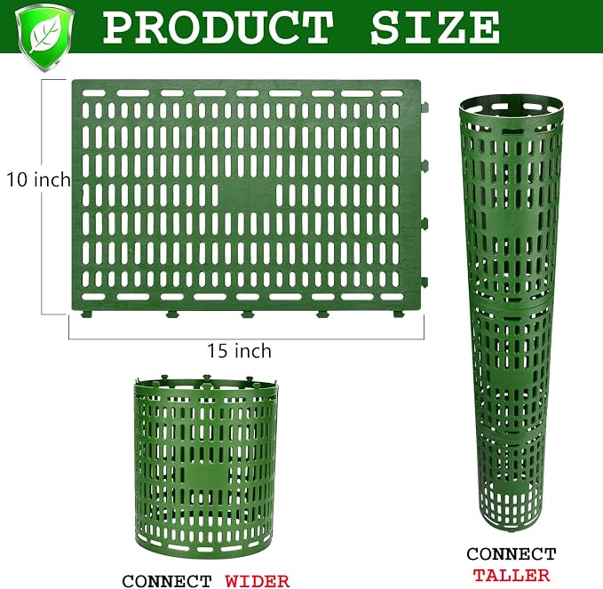 YGAOHF Tree Trunk Protector - 15 Pack Plant and Tree Guard Protector, Expandable Tree Bark Protector, Great Protection from Trimmers, Mowers, Animals (Green)