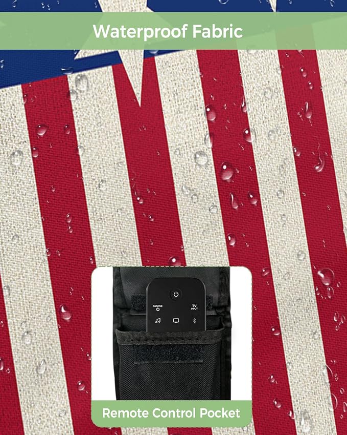 T&H XHome Outdoor TV Cover - USA Flag 4th of July Stars Blue White Red Stripe Retro Waterproof and Weatherproof 80"-85" LCD Movable Shield TV Display Screen Protector Outside Television Covers