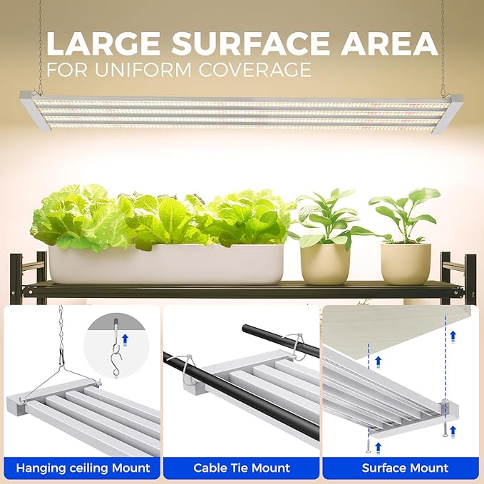 Barrina TX-L84 4FT Grow Light, 168W (2 x 84W), 4 LED Panels Wider Coverage, Full Spectrum with 730nm IR LEDs, High PPFD, Linkable, Hanging for Plant Light Indoor, Seeding, Vegetable, Flowers, 2 Packs