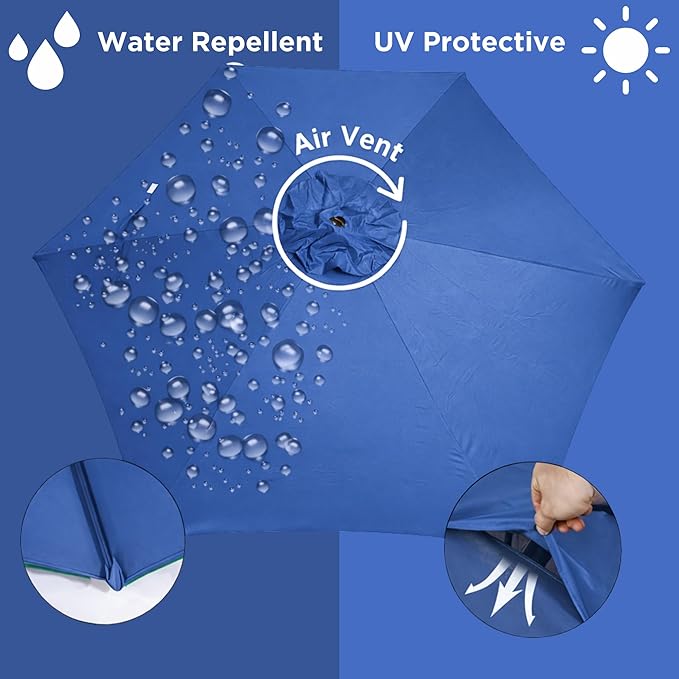 Sfmora 9ft Patio Umbrella Replacement Canopy for 6 Ribs, Outdoor Umbrella Canopy ONLY, Market Umbrella Top, Water-Resistant & UV-Protective