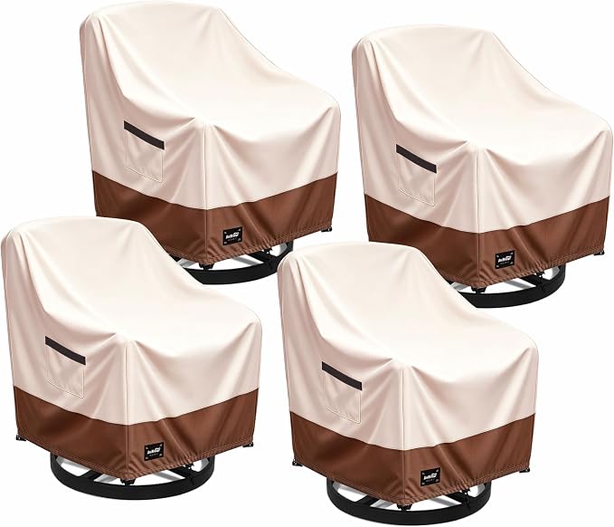 Outdoor Chair Covers 4 Pack,30Wx34Dx38H inches Patio Chair Cover,100% Waterproof Heavy Duty Outdoor Furniture Covers Waterproof,Beige&Brown Modern Style Patio Furniture Cover