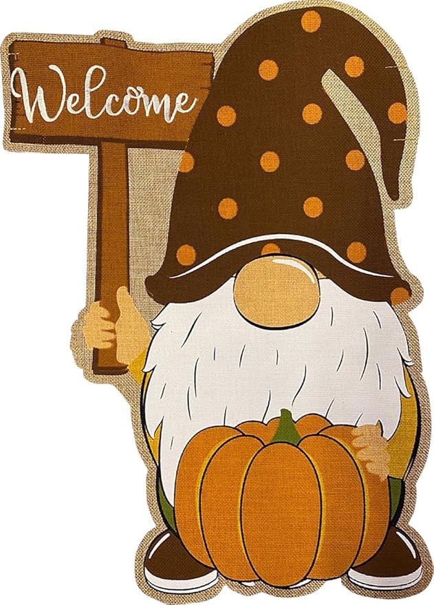 Fall Gnome Burlap House Flag Autumn Welcome Pumpkin 28" x 40" Briarwood Lane