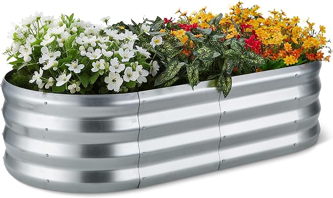 Amazon Basics Raised Garden Bed, Galvanized Steel, 48 x 24 x 12 inches, Silver