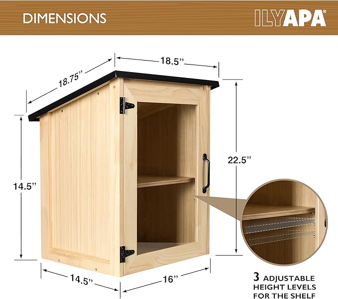 Ilyapa Outdoor Library Book Box - Free Literature Exchange Kit for Outside - Little Wood Cabinet for Sharing Books and Arts - 16x14x22 Inch