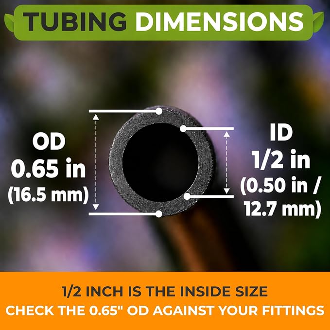 Carpathen 50 FT 1/2 Irrigation Tubing Mainline - Drip Irrigation Tubing Perfect for Push-To-Connect Garden Irrigation System, or as Blank Distribution Hose for Any Gardening Project
